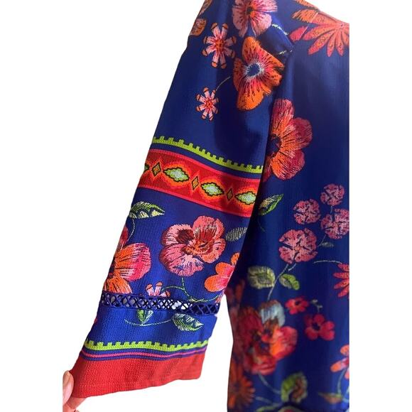 Chris McLaughlin Blue Floral Print 3/4 Sleeve Shift Dress Size 16 NWT - Picture 5 of 6